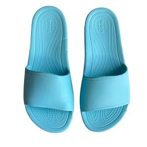 CROCS Womens Size 9 Sloane Slides Aqua Blue slip on Comfort Shoes